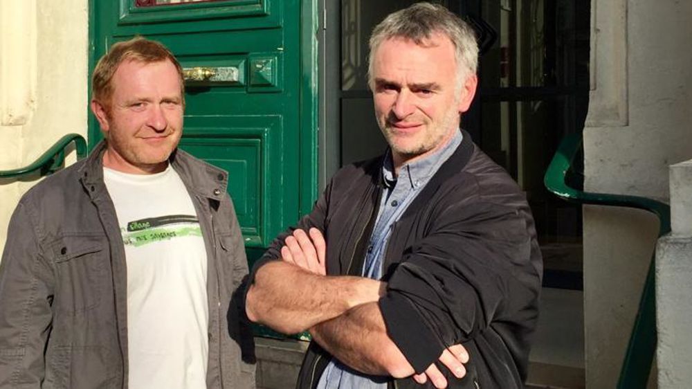 Jean-Michel Granjon, responsable de la commission des dégâts de gibiers à la Confédération paysanne, et  Laurent Pinatel, porte-parole. © I. Logvenov/GFA